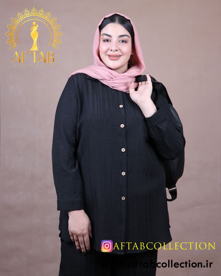 ست مانتو و شلوار سوفیا ژاکارد سایزبزرگ 6945 — تصویر ۴