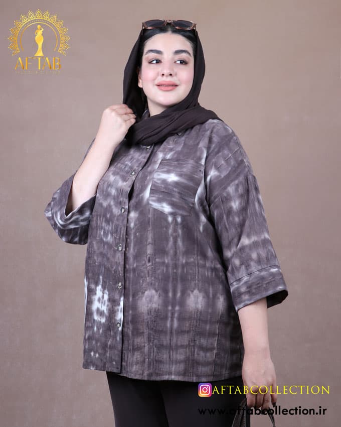 مانتو لنین اسلپ آبرنگی سایزبزرگ 6935 — تصویر ۶