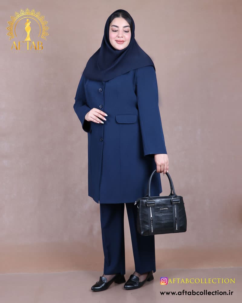 مانتو و شلوار اداری فیونا سه جیب سایزبزرگ 6913 — تصویر ۹