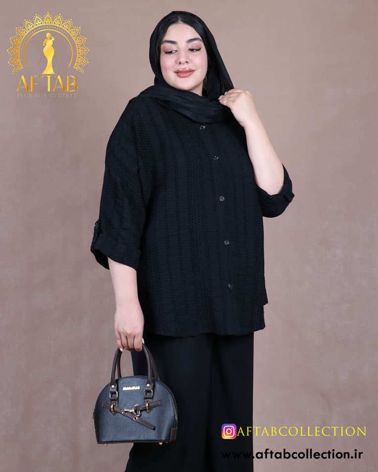 مانتو کوک دوزی آستین پاگون سایزبزرگ 6917 — تصویر ۶
