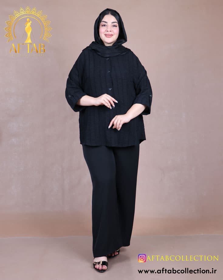 مانتو کوک دوزی آستین پاگون سایزبزرگ 6917