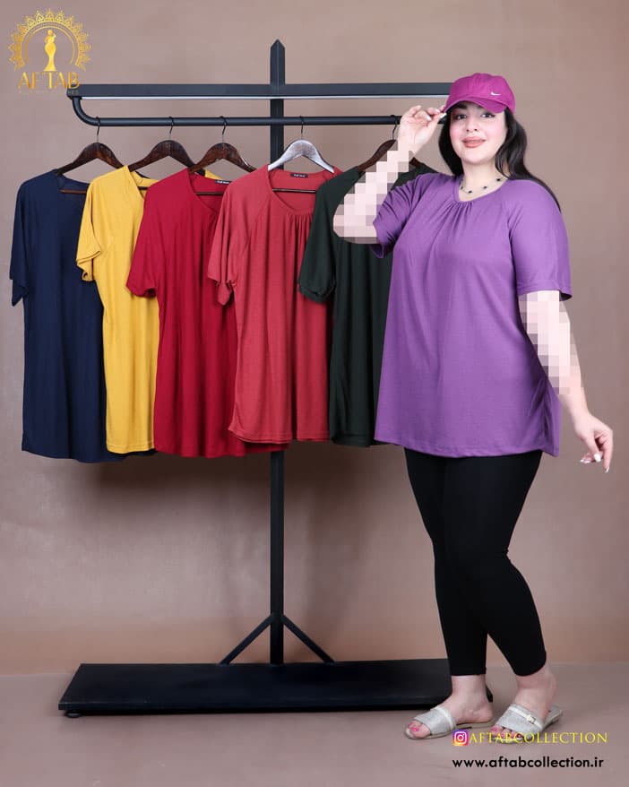 تیشرت یقه چین رگلان سایزبزرگ 6863