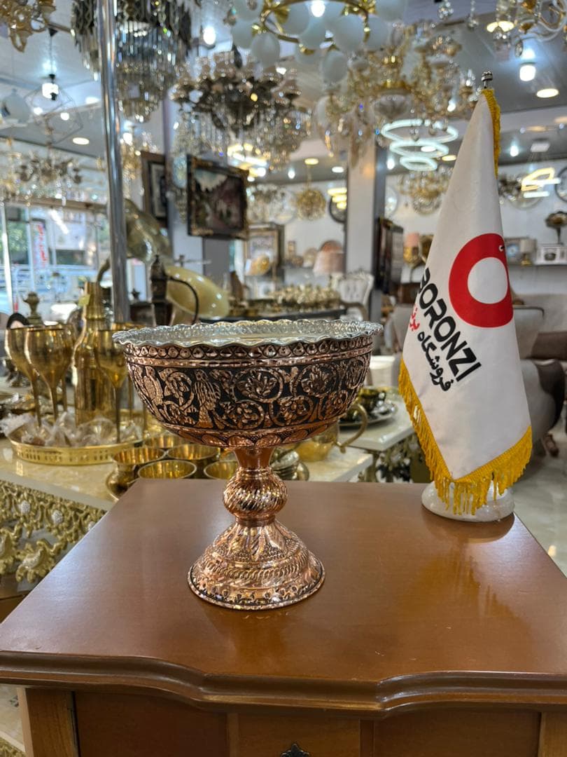 کاسه تک پايه سفيد قلم مسي 3 — تصویر ۲