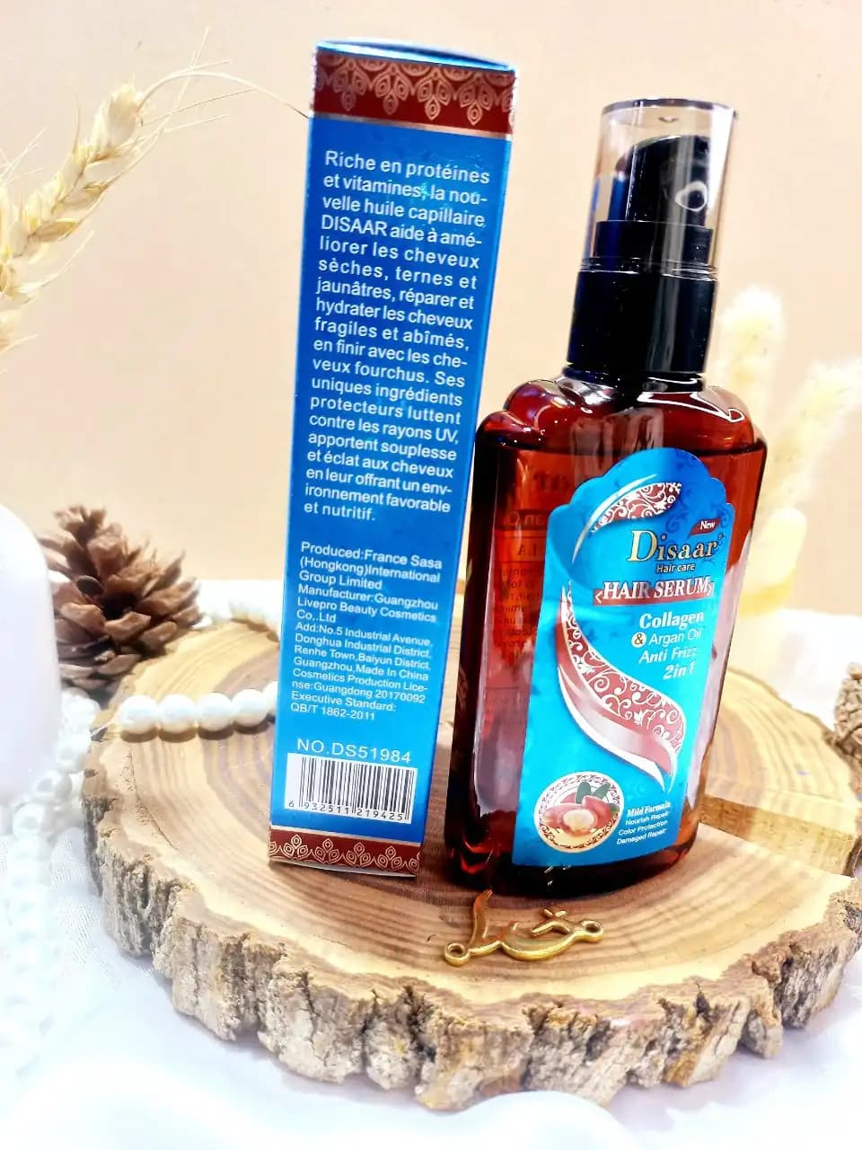 سرم مو کلاژن و روغن آرگان ضد وز حجم 120 میلی لیتر دیسار DISAAR کد DS51984 | پخش عمده — تصویر ۲