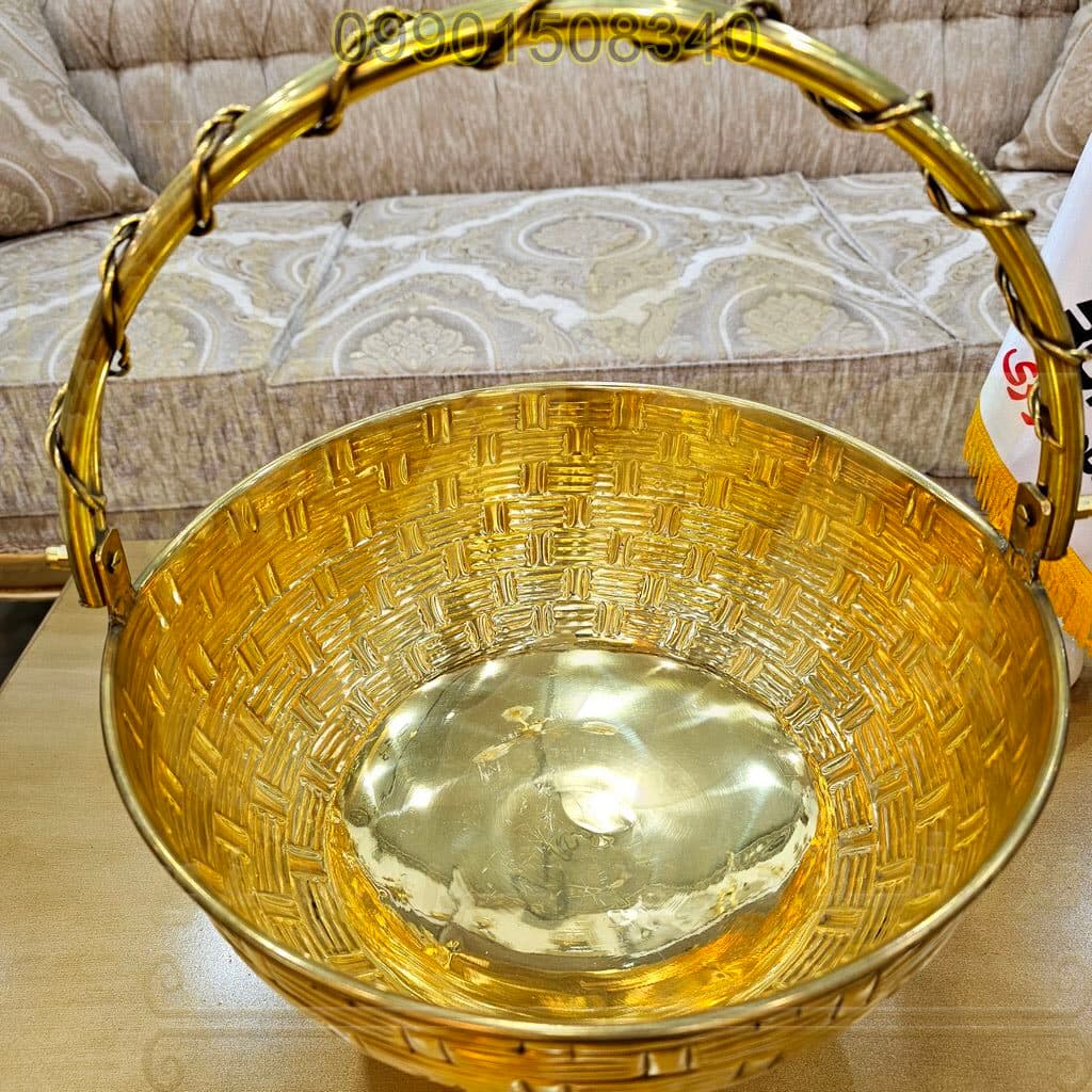 کاسه برنجي هندي دست ساز سبدي — تصویر ۴