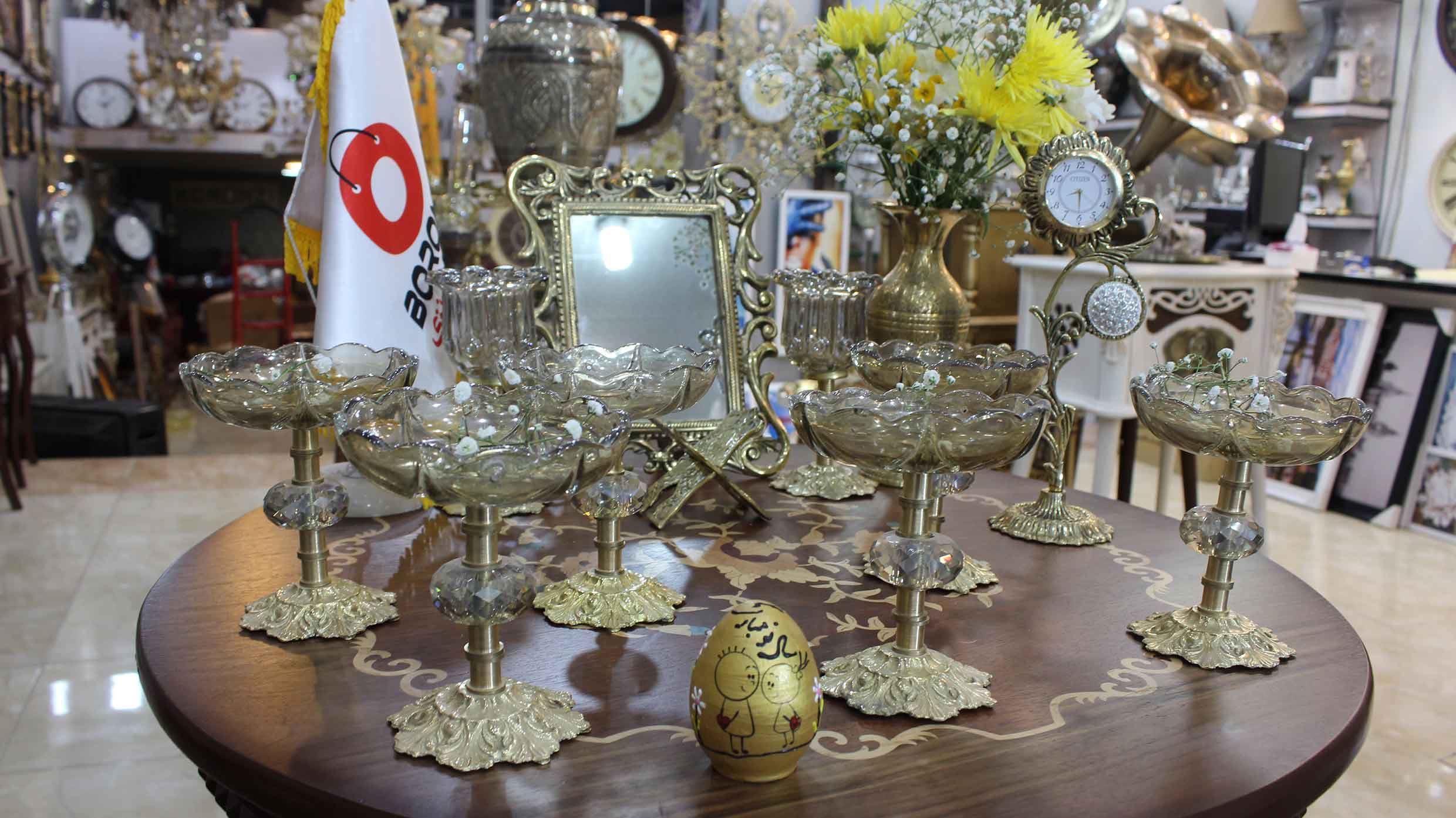 هفت سين برنزي پايه کريستال — تصویر ۲