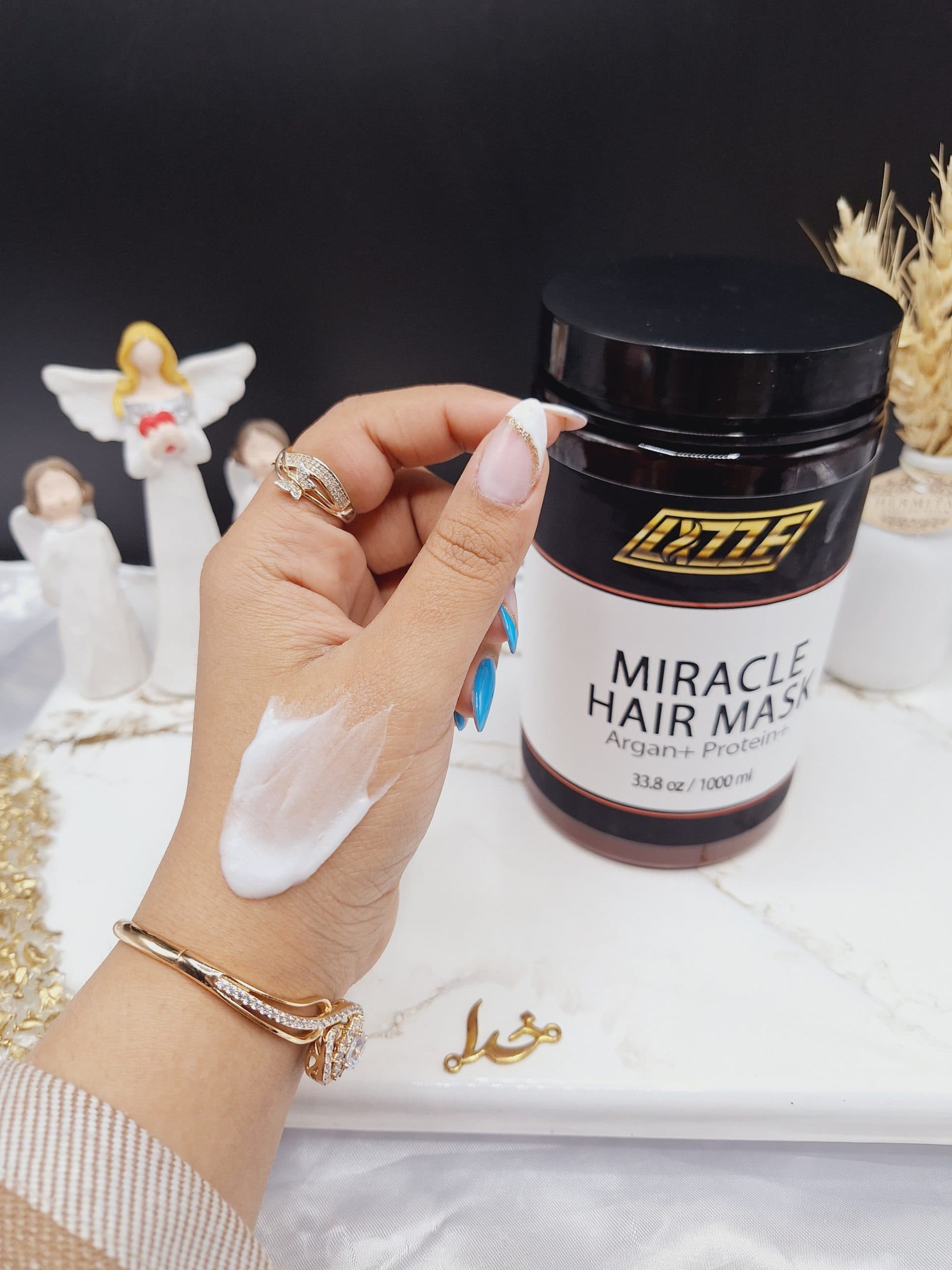 ماسک موی معجزه آسا آرگان+پروتئین وزن 1000ml برند لیز LIZZE ساخت برزیل کد 4614 — تصویر ۶