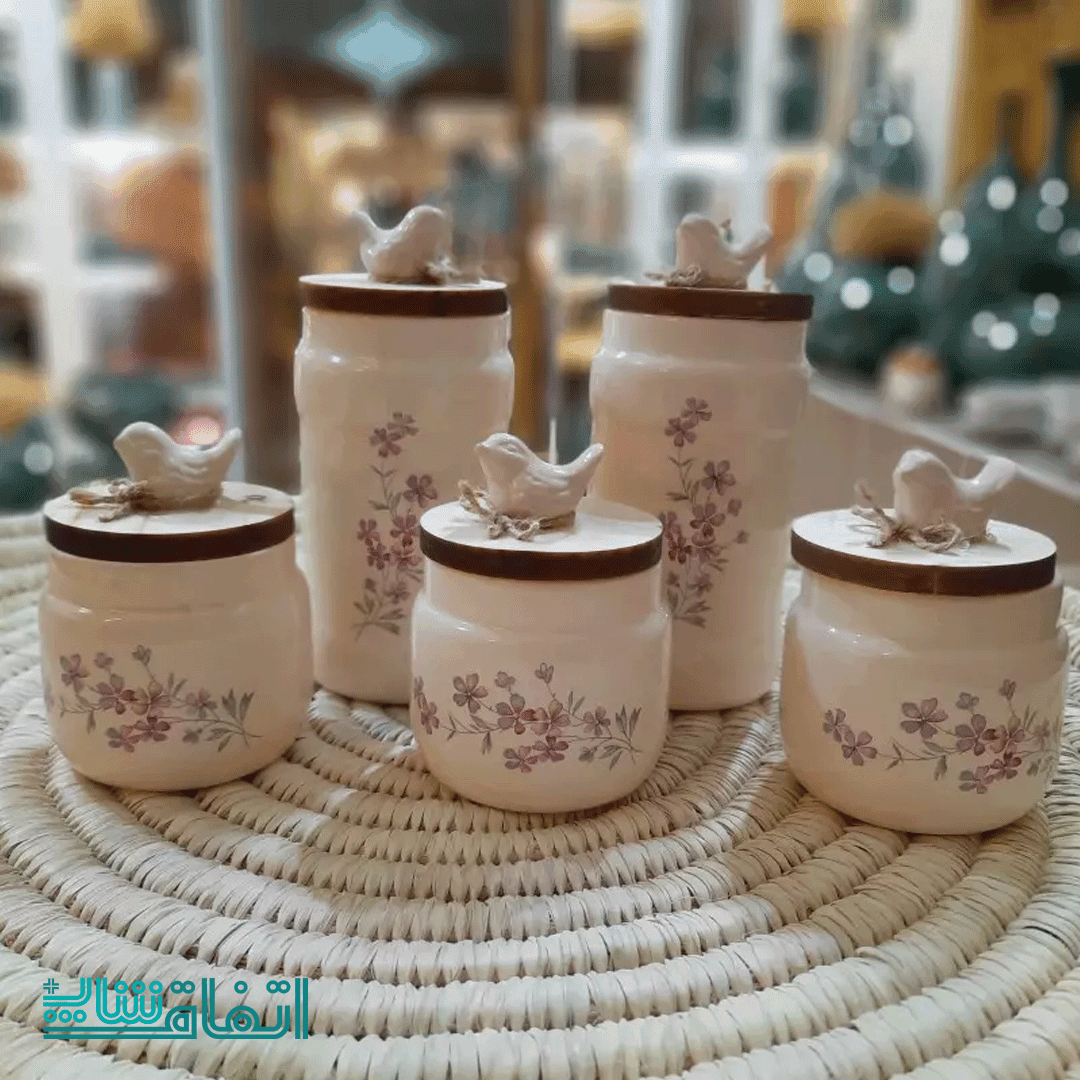 ظرف دربدار متوسط سرامیکی گل صورتی — تصویر ۵