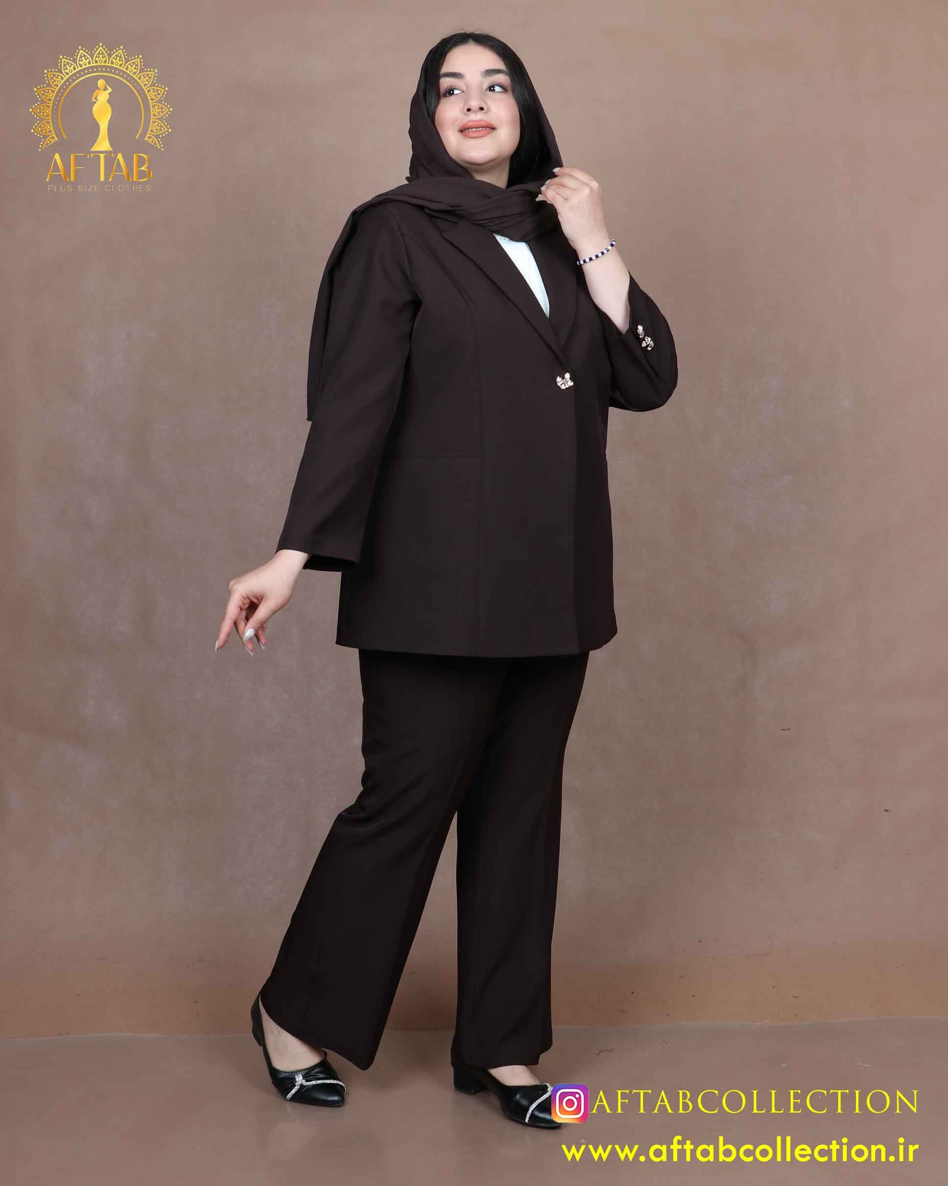 کت و شلوار یقه انگلیسی بزیاق سایزبزرگ 6659 — تصویر ۷