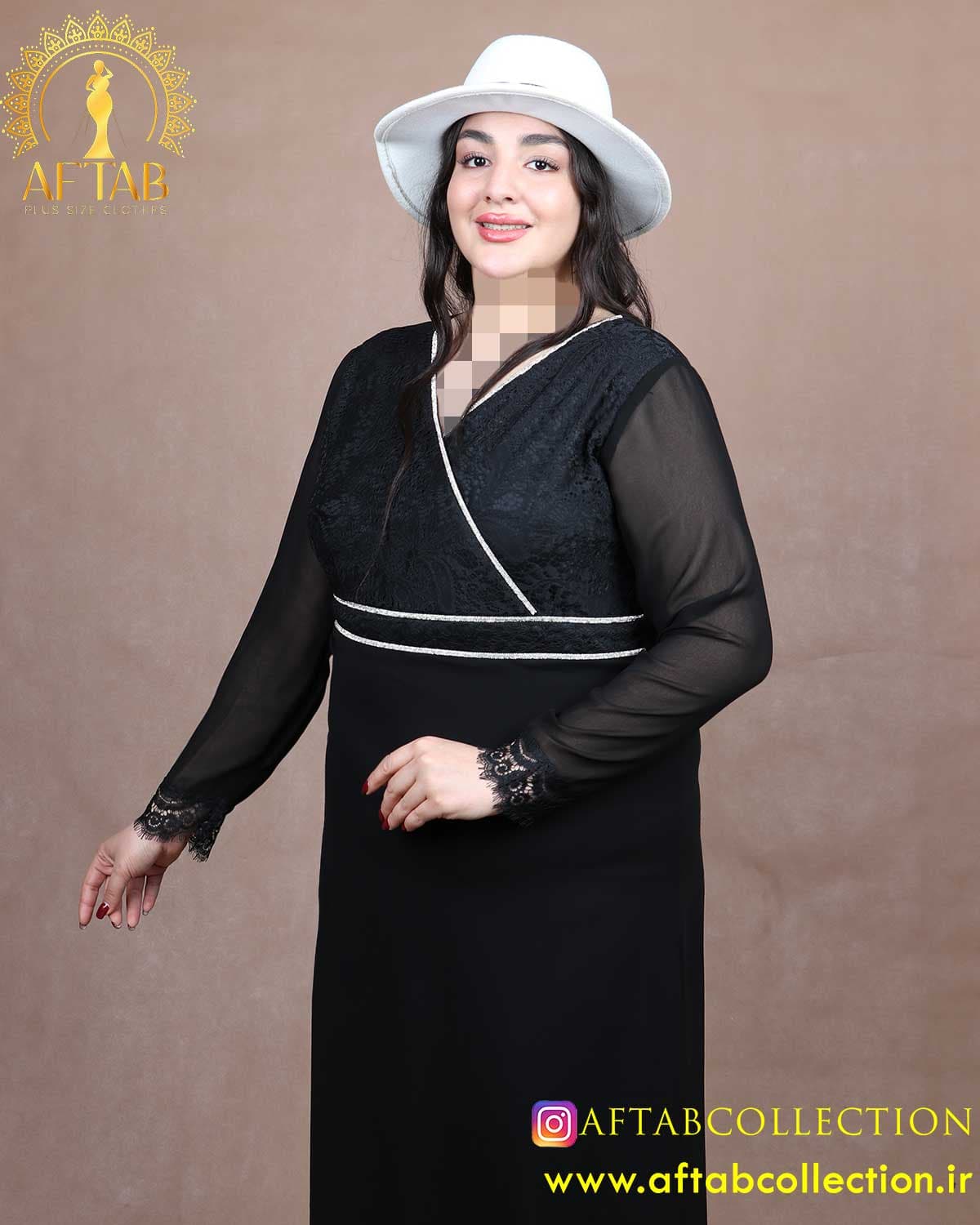 پیراهن مجلسی دانتل حریر سایزبزرگ 6595 — تصویر ۱۰