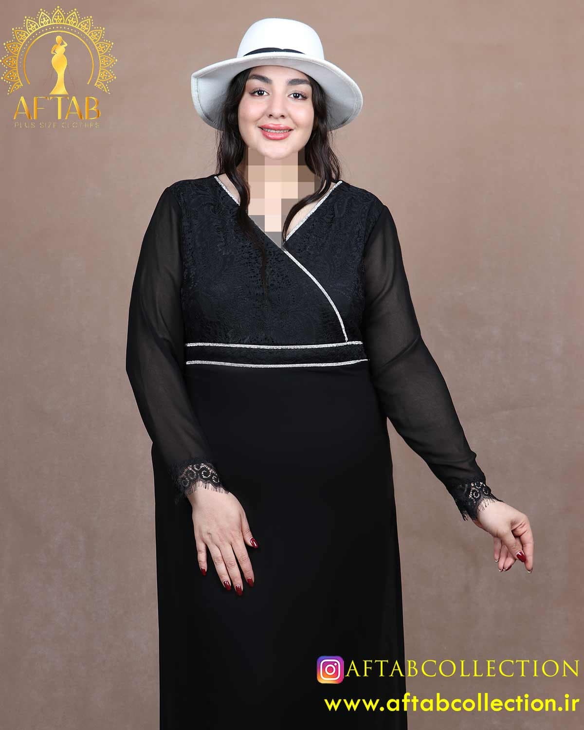 پیراهن مجلسی دانتل حریر سایزبزرگ 6595 — تصویر ۱۲