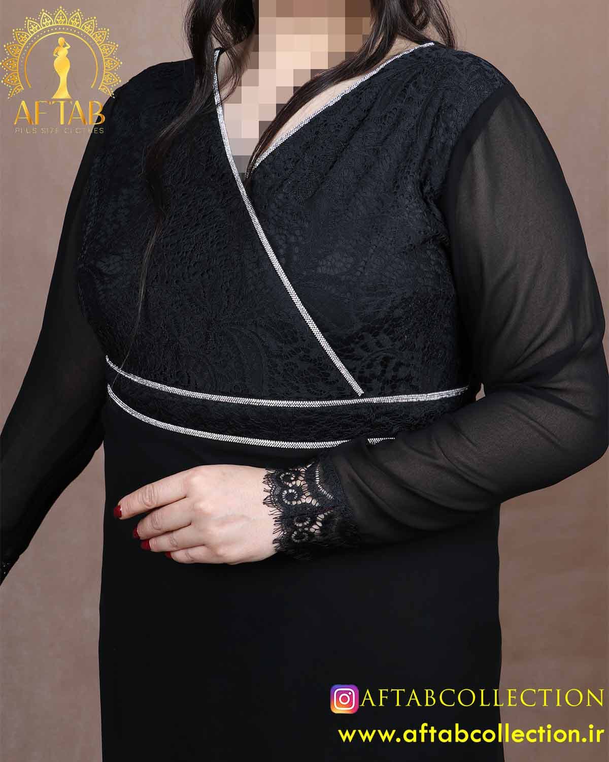 پیراهن مجلسی دانتل حریر سایزبزرگ 6595 — تصویر ۸