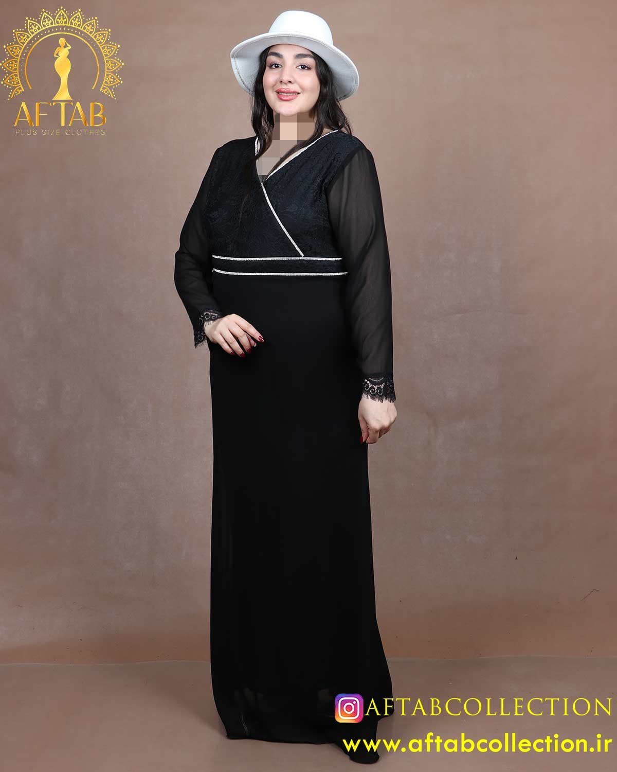 پیراهن مجلسی دانتل حریر سایزبزرگ 6595