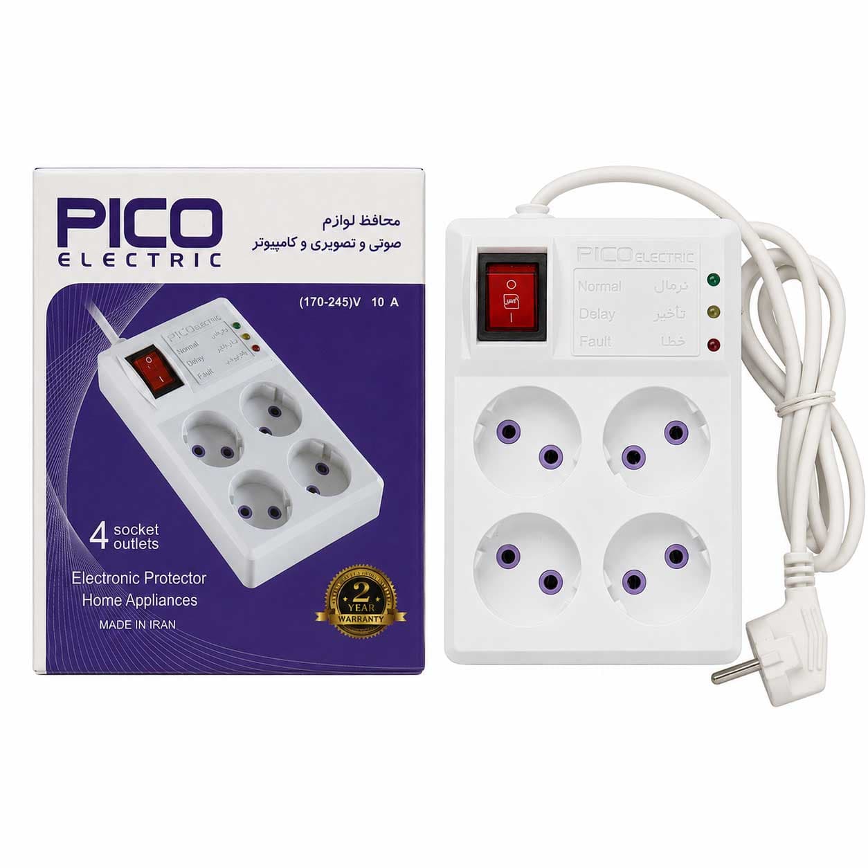 محافظ برق صوتی تصویری 4 خانه کابل 1.5 متری پیکو الکتریک Pico — تصویر ۲