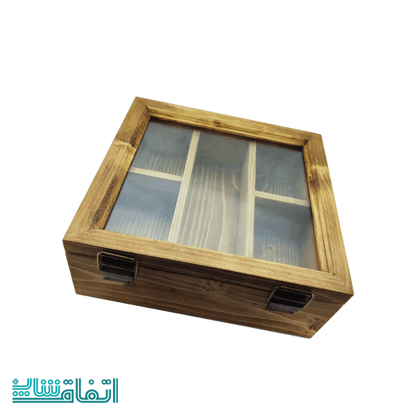جعبه تی بگ چوبی 5 خانه درب شیشه ای — تصویر ۱۱