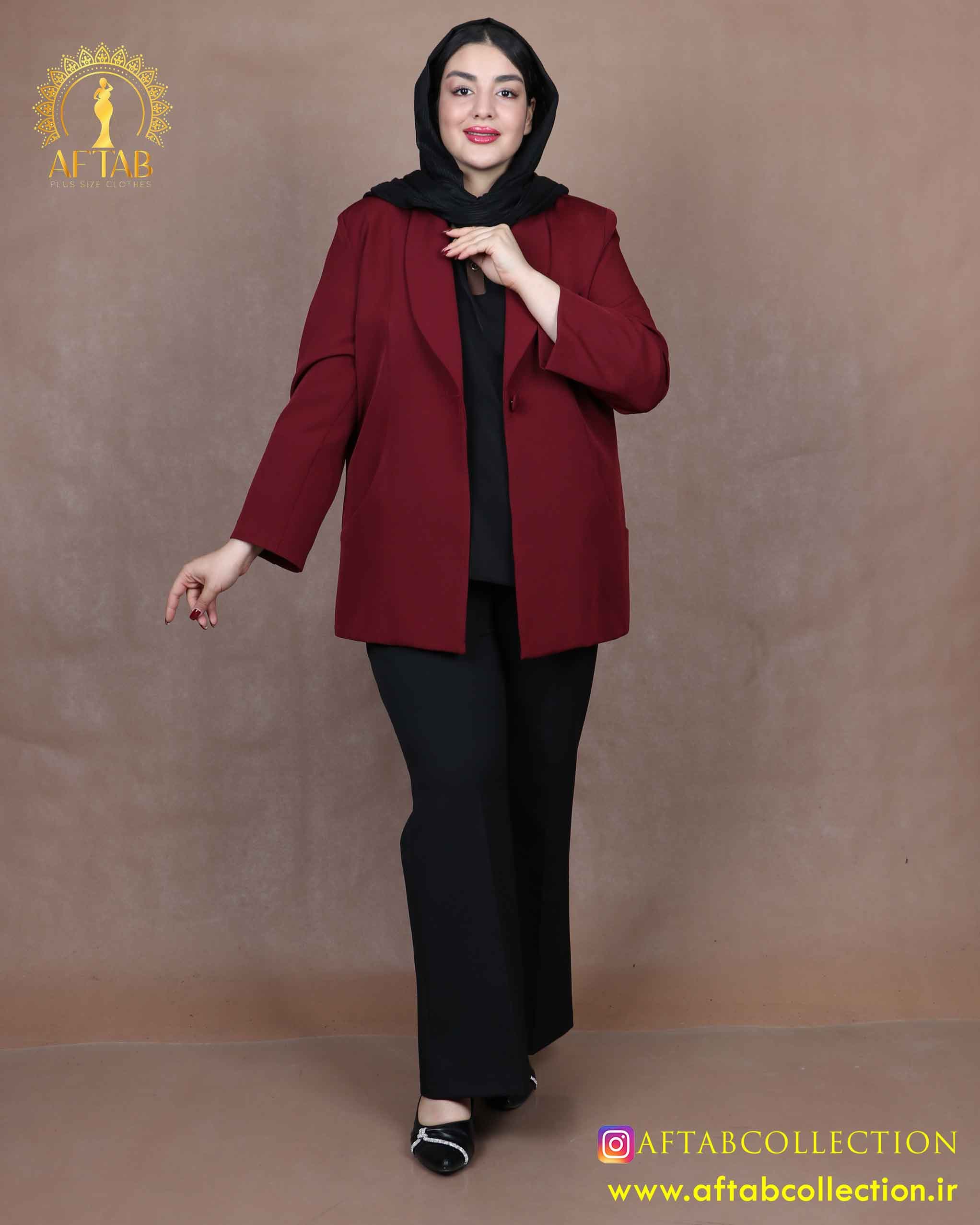 مانتو مازراتی یقه آرشال سایزبزرگ 6610 — تصویر ۵