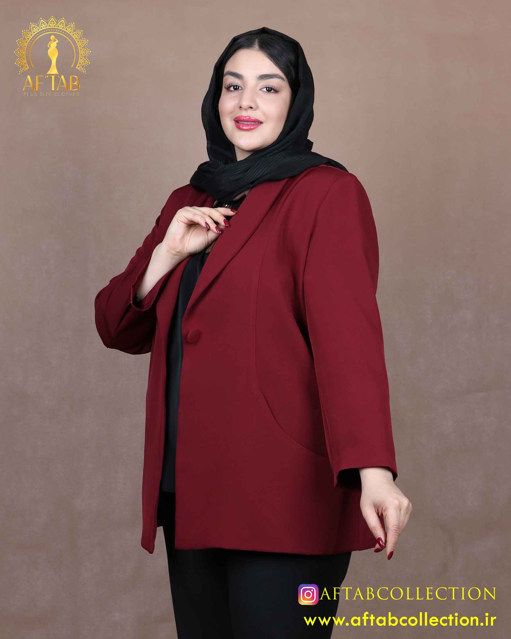 مانتو مازراتی یقه آرشال سایزبزرگ 6610 — تصویر ۴