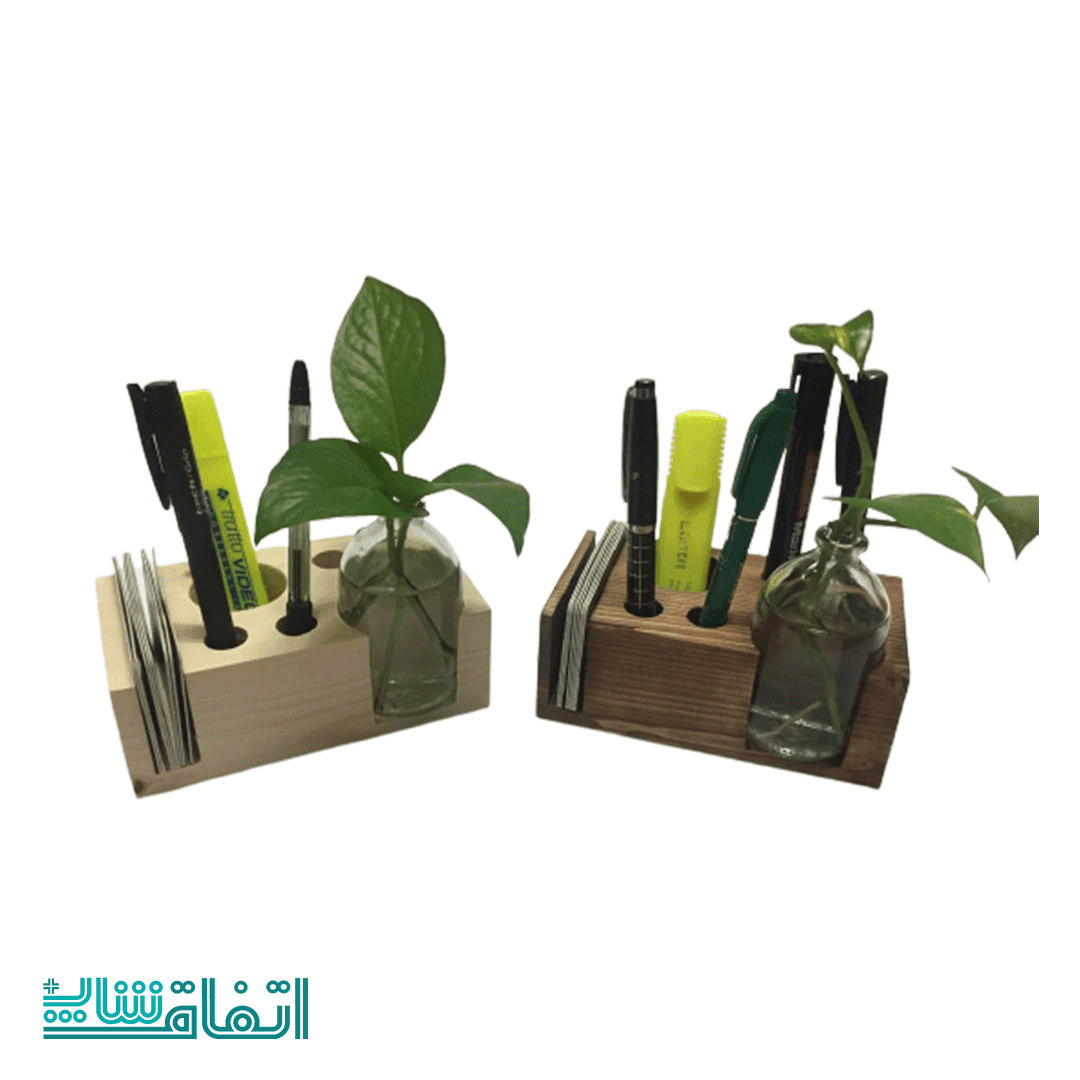 جاقلمی چوبی کد 114 همراه با گلدان شیشه ای — تصویر ۲