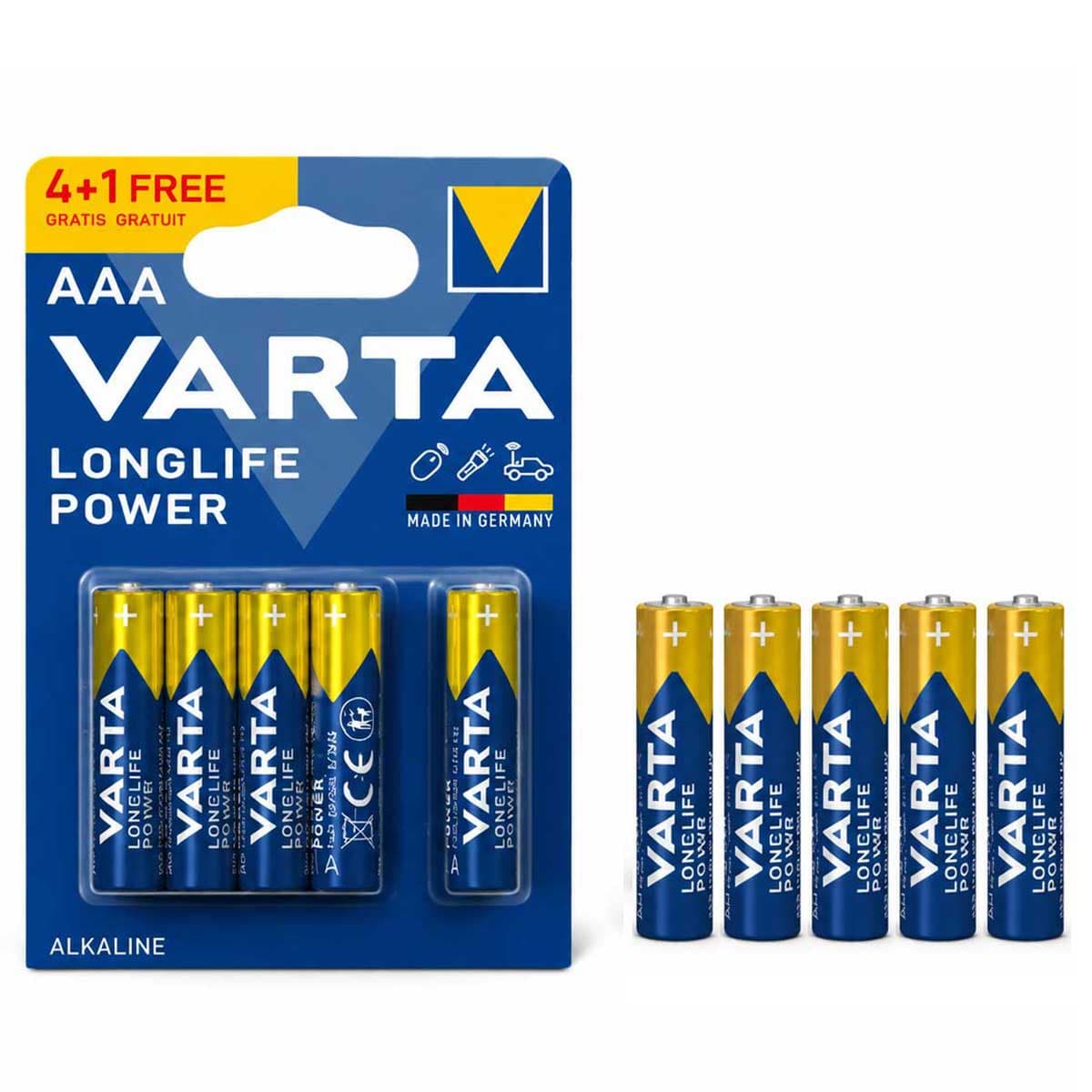باطری نیم قلمی آلکالاین VARTA Long Life Power 1+4 بسته 5 عددی — تصویر ۲