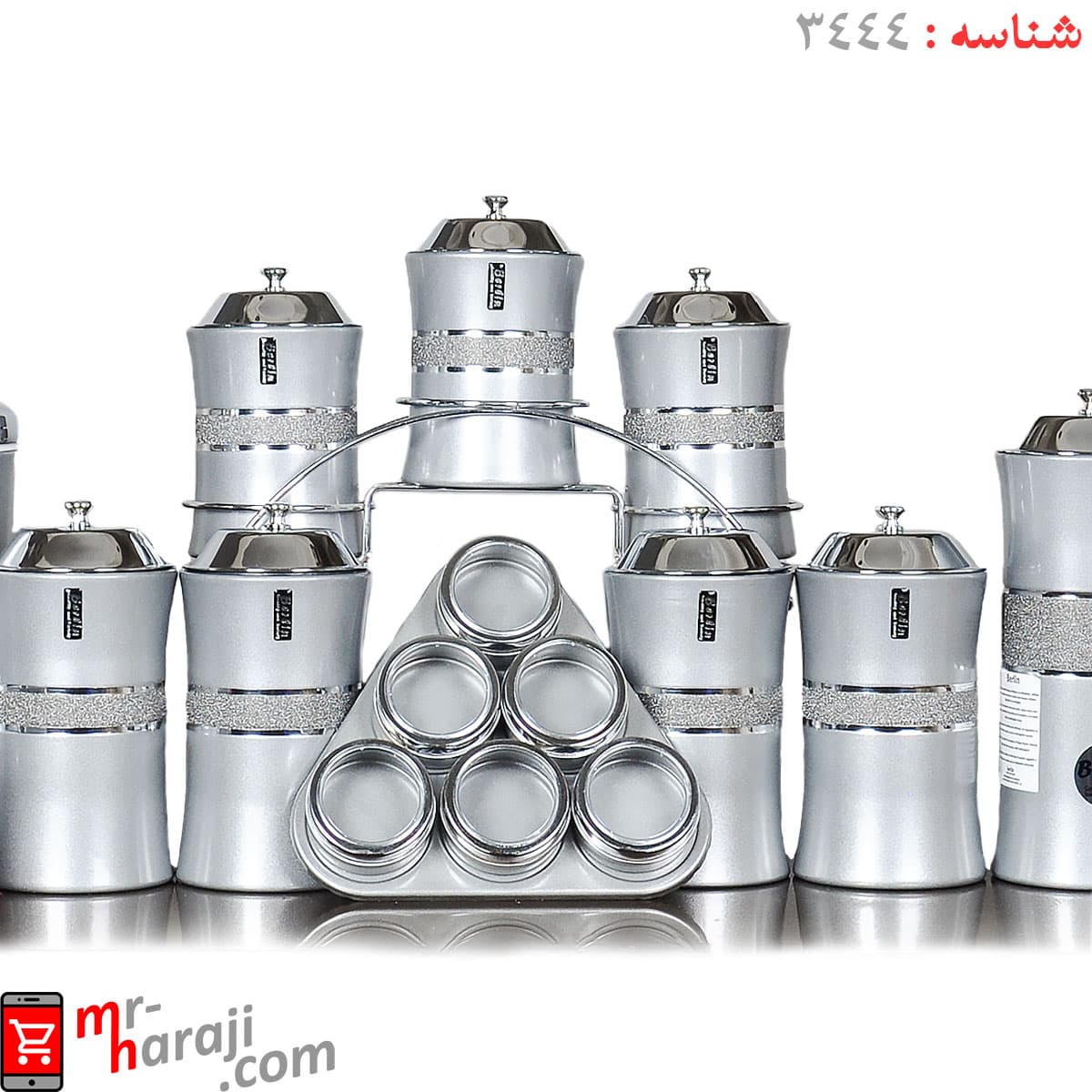 سرویس آشپزخانه استیل کمرباریک برلین (نقره ای با در کروم) — تصویر ۳