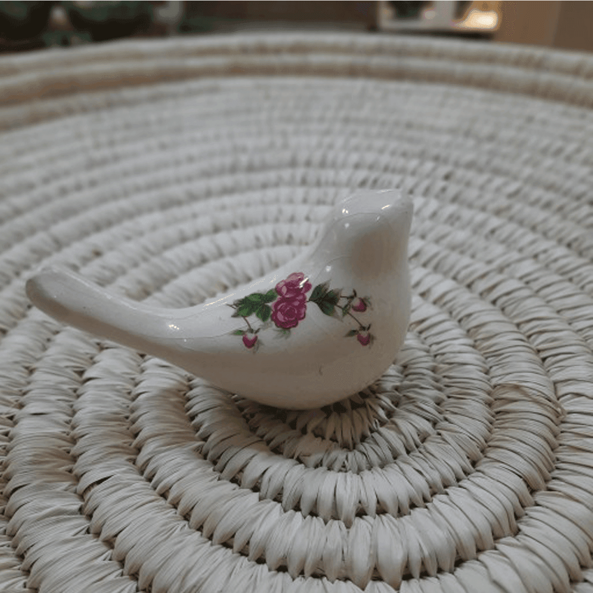پرنده سرامیکی گل سرخ