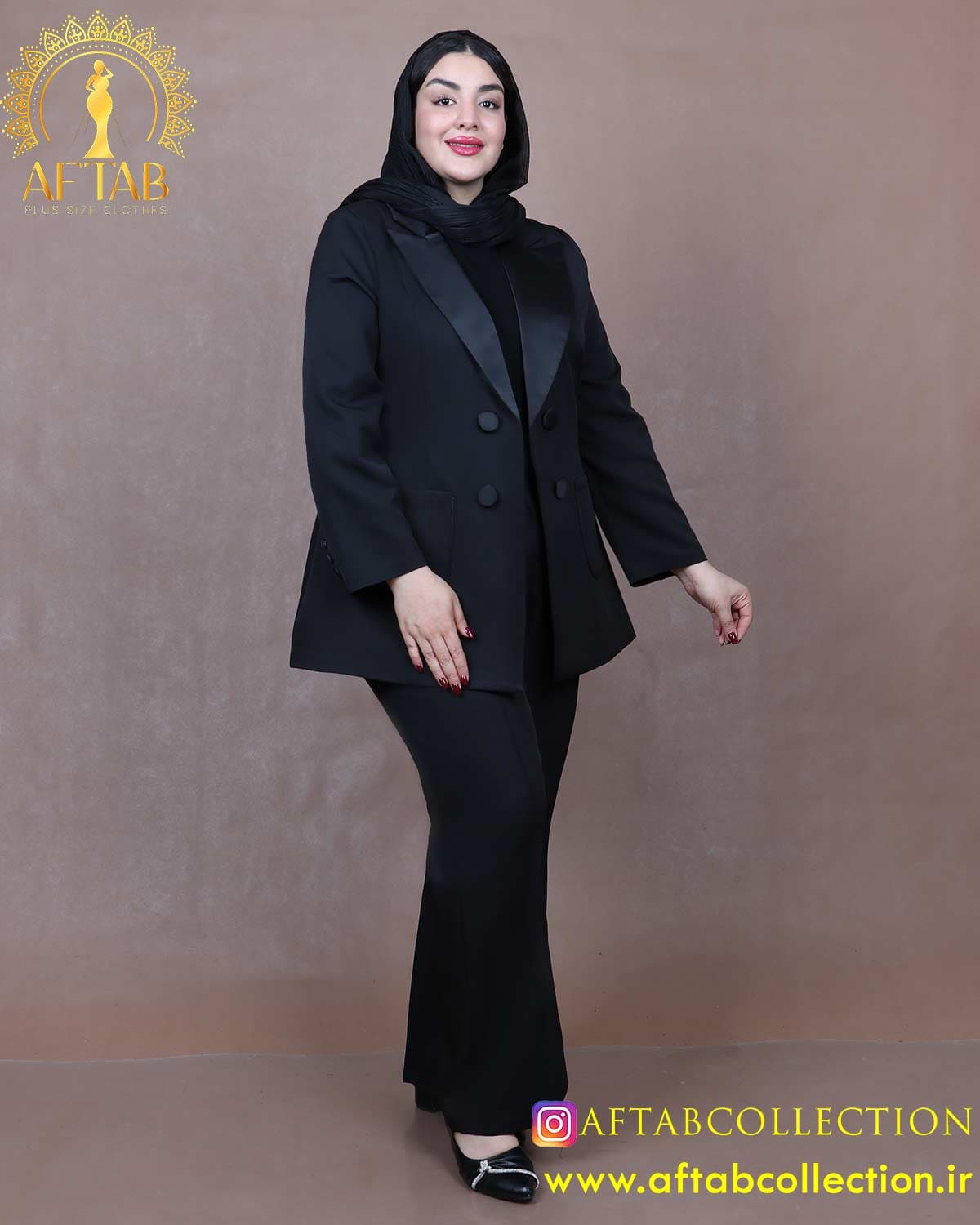 کت و شلوار یقه ساتن سایزبزرگ 6480 — تصویر ۱۰
