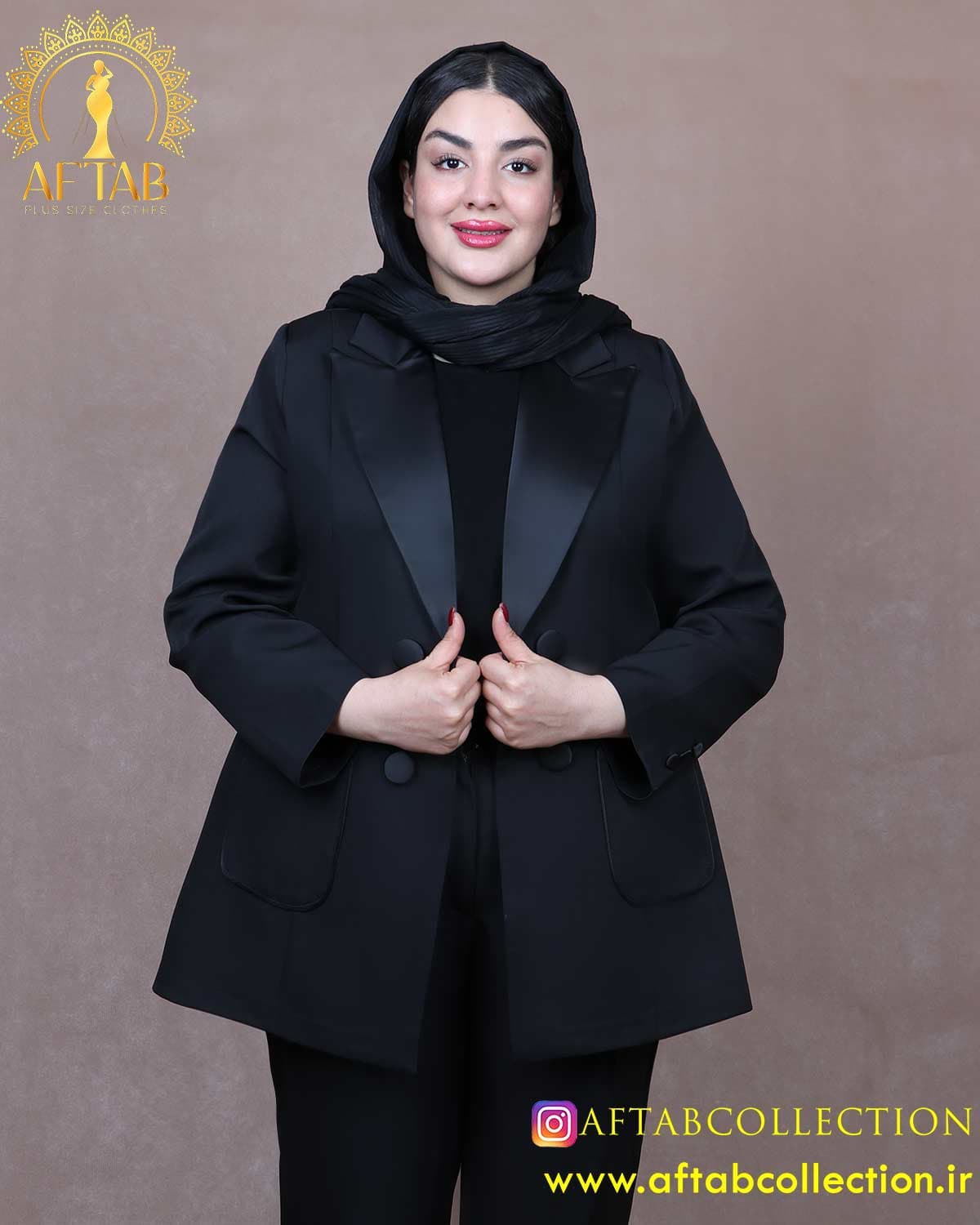 کت و شلوار یقه ساتن سایزبزرگ 6480 — تصویر ۶
