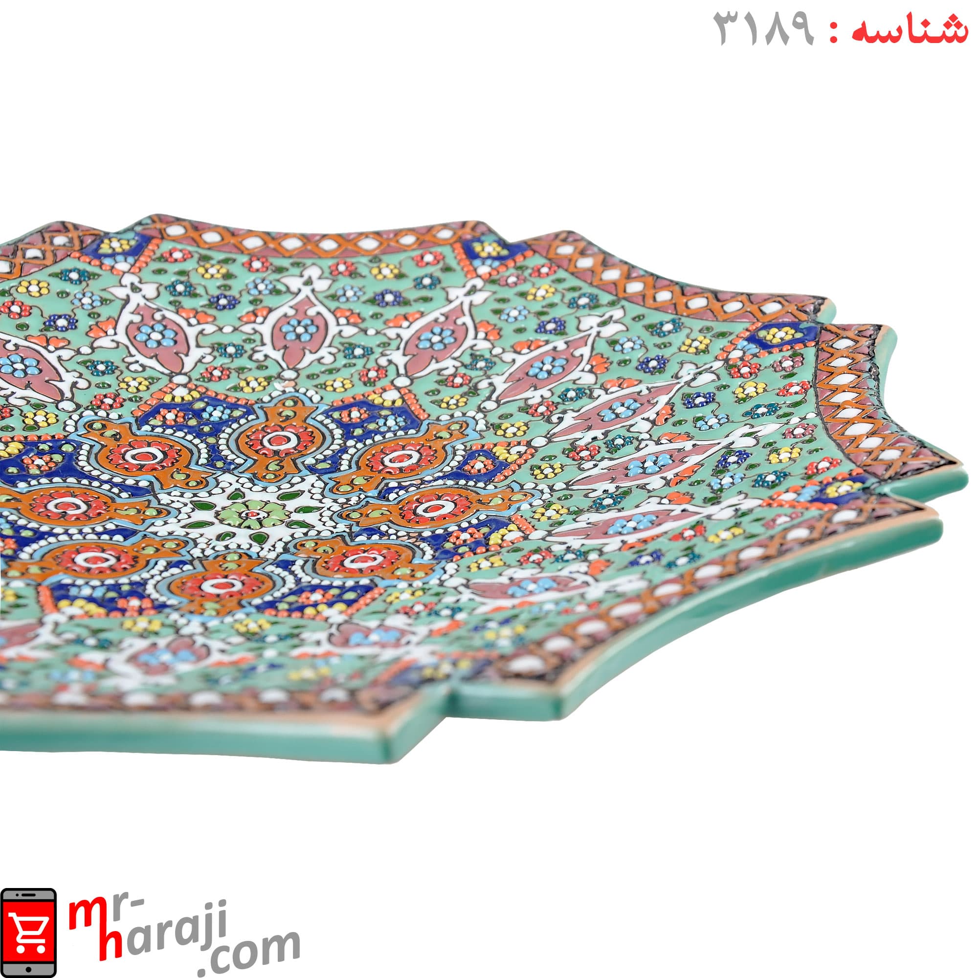 بشقاب مینای همدان 8 ضلعی 30cm — تصویر ۲