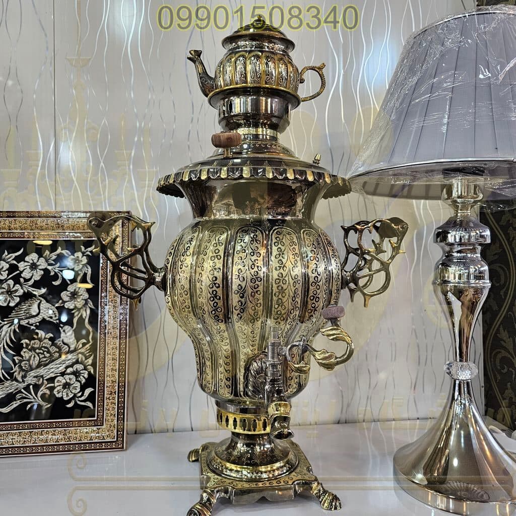 ست سماور برنز قلمزني 8 ليتري