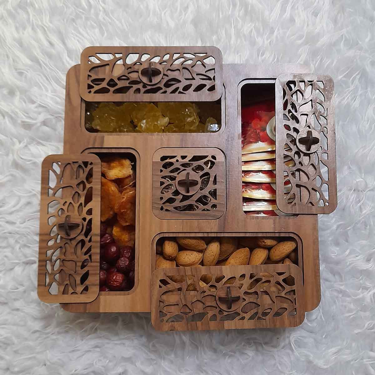 جعبه پذیرایی دمنوش و چایی چوبی مدل آوا — تصویر ۴
