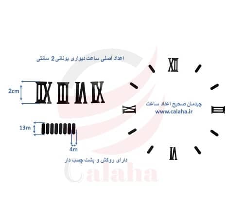 اعداد اصلی ساعت دیواری یونانی مشکی — تصویر ۲
