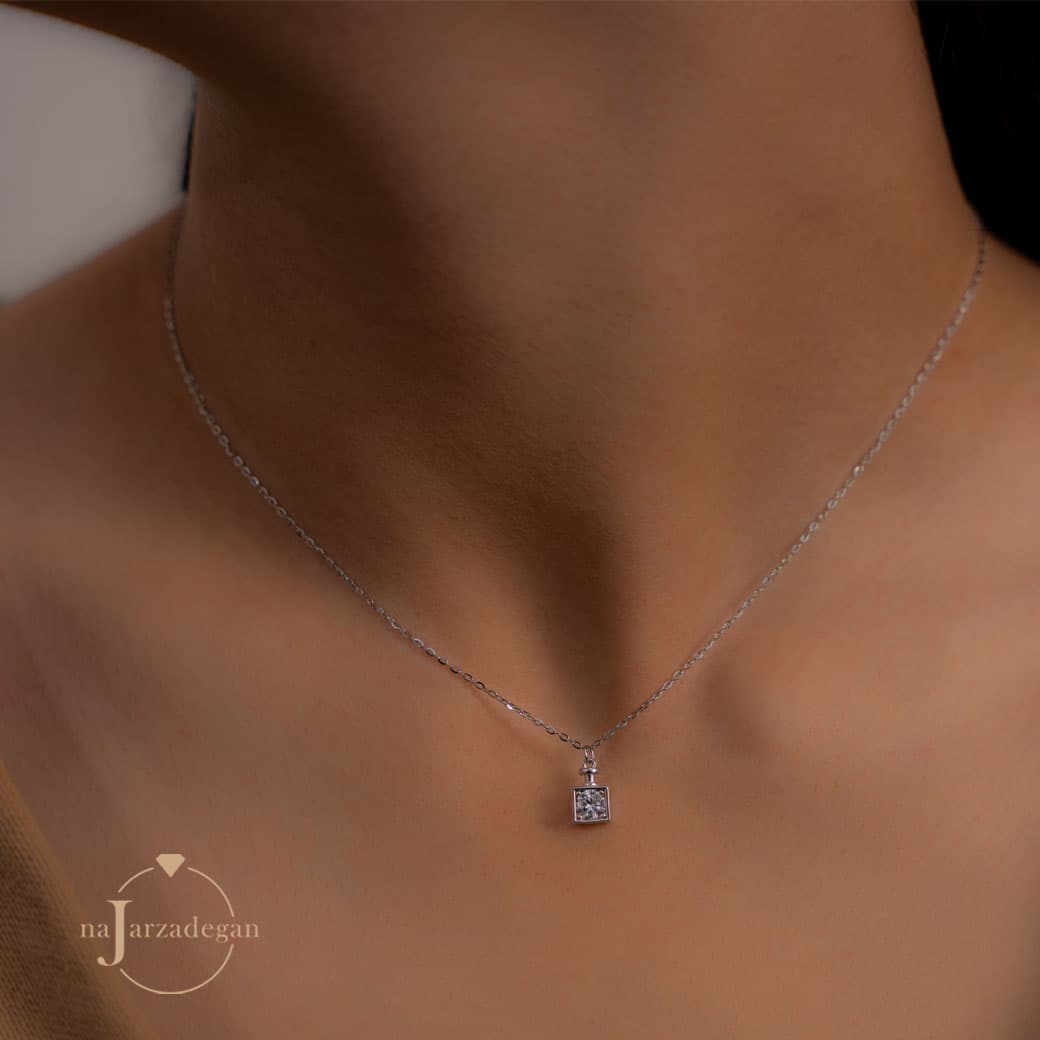گردنبند نقره زنانه مکعب الماسی عیار 925 کد 1773