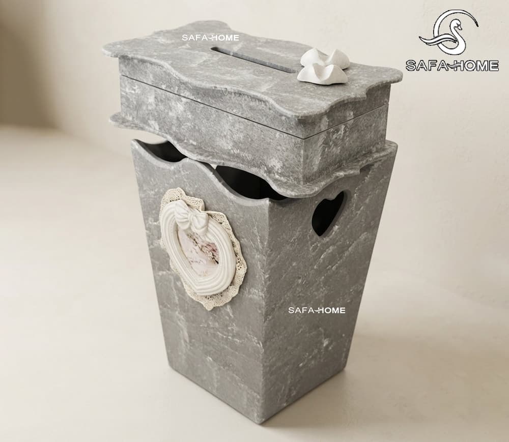 ست میز چرخ‌خیاطی مدل دوژان طوسی پتینه سفید — تصویر ۶