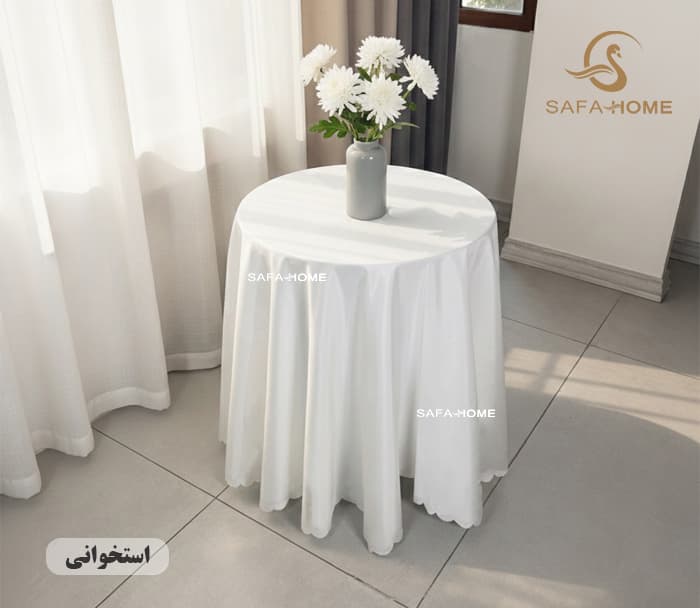 رومیزی گرد مدل ساتن رز — تصویر ۱۱