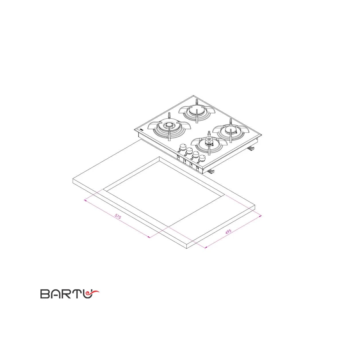 اجاق گاز شیشه ای چهار شعله کن مدل IG6401 — تصویر ۳