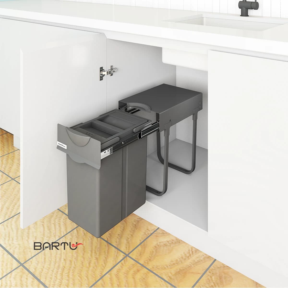 سطل زباله تک مخزنه 20 لیتری ریلی آرام بند پرو پلاتین کد 8611 — تصویر ۲