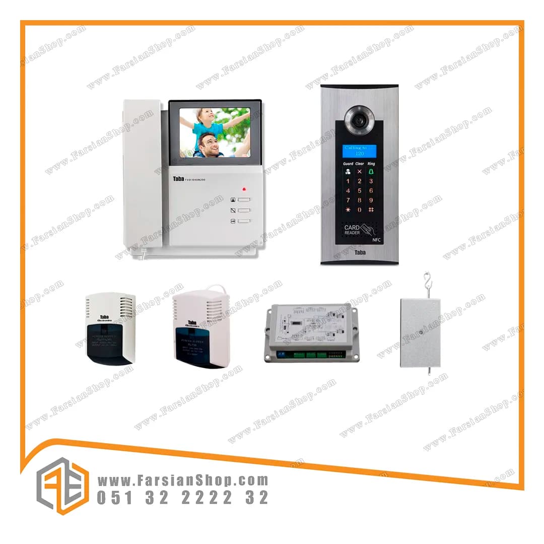 پکیج کامل آیفون تصویری تابا مدل 1040با پنل کدینگ کارتی 1800، 1 تا 9 واحدی — تصویر ۲