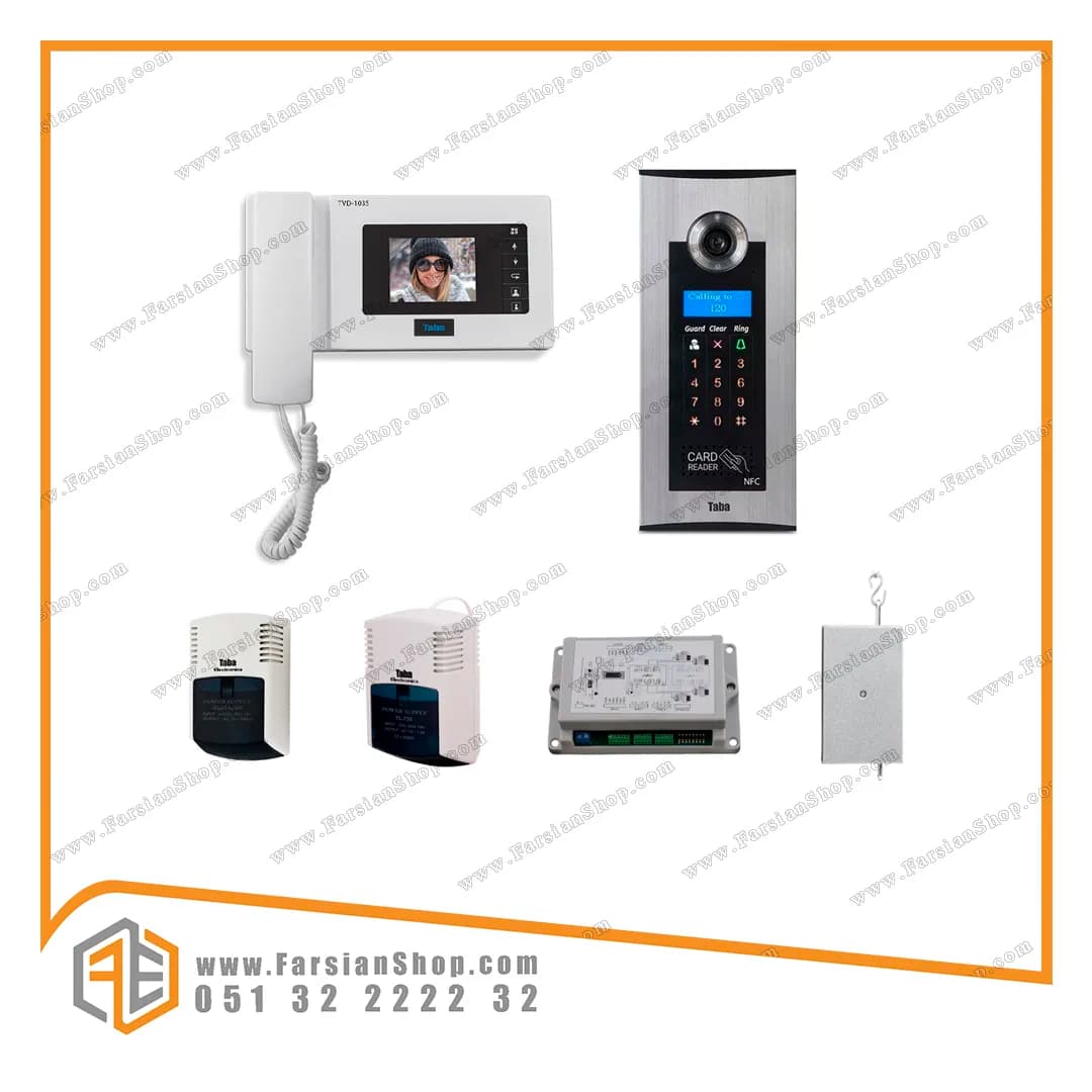 پکیج کامل آیفون تصویری تابا مدل 1035 با پنل کدینگ 1800 تابا — تصویر ۲