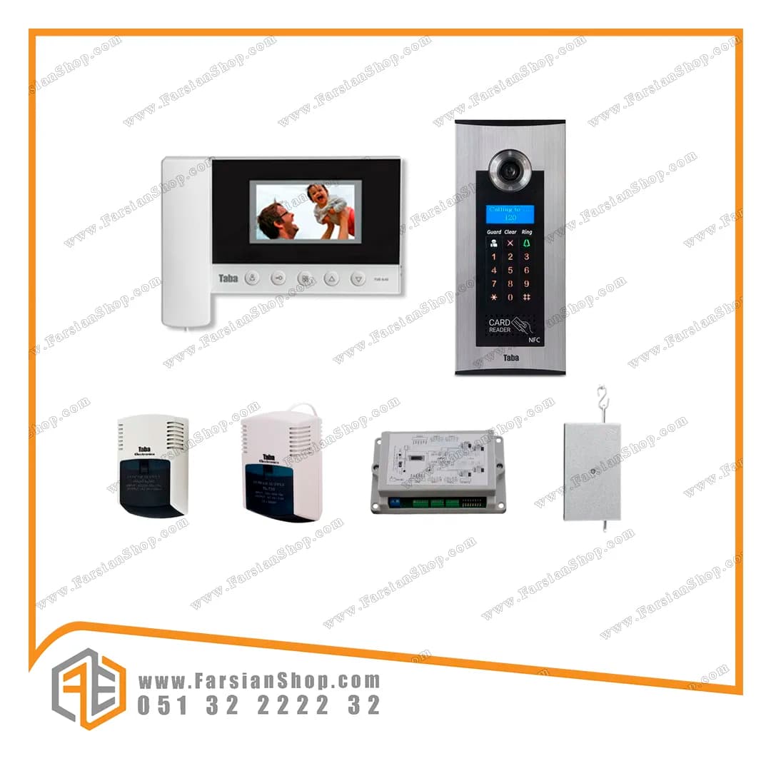 پکیج کامل آیفون تصویری تابا مدل 43-5 با پنل کدینگ کارتی 1800، 1 تا 9 واحدی