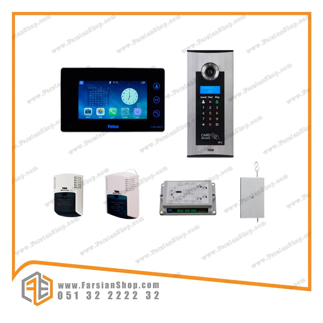 پکیج کامل آیفون تصویری تابا مدل 2070با پنل کدینگ کارتی 1800