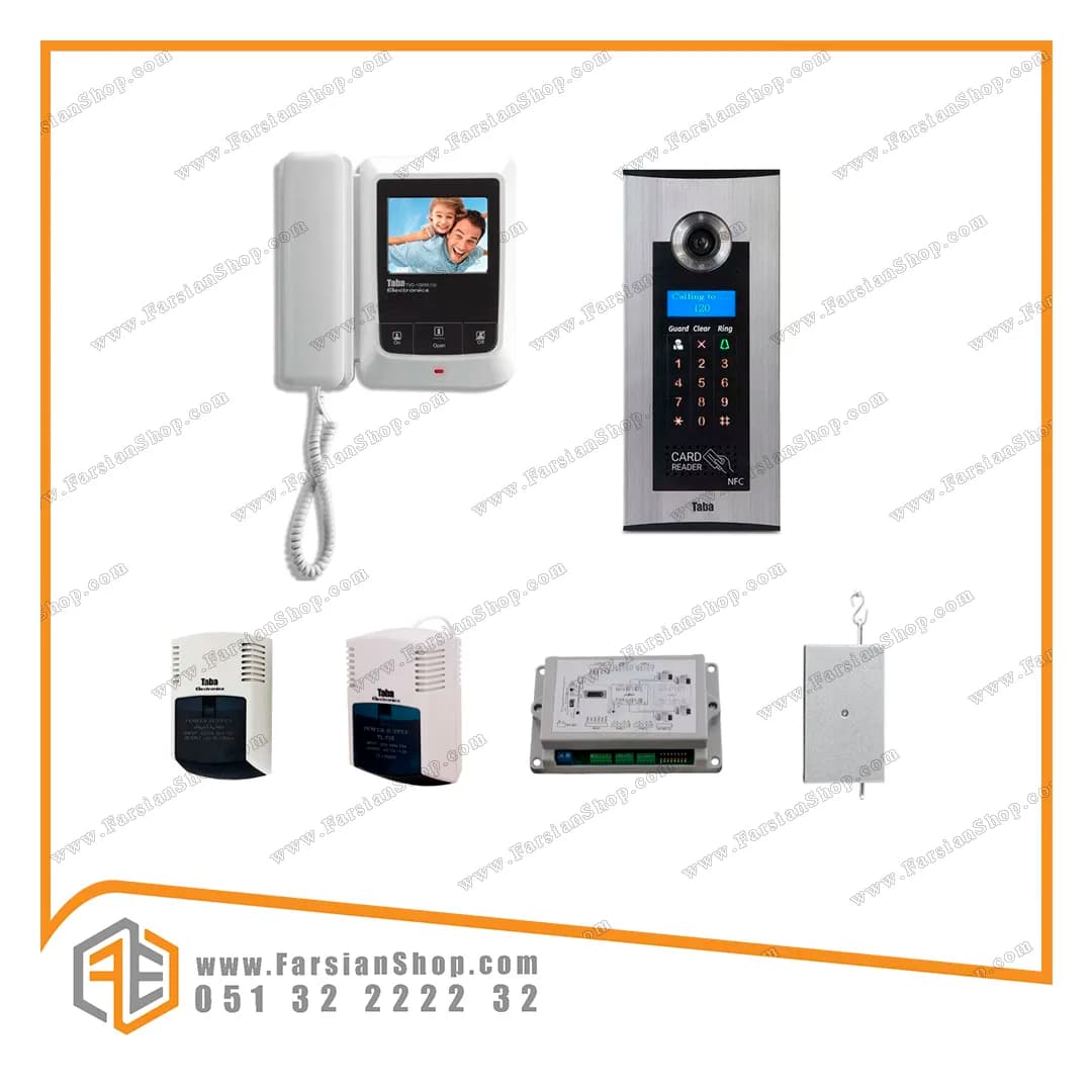 پکیج کامل آیفون تصویری تابا مدل 1090با پنل کدینگ کارتی 1800، 1 تا 9 واحدی — تصویر ۲