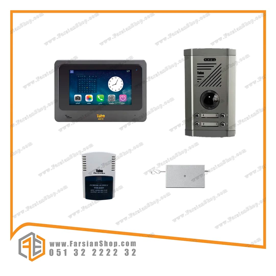 پکیج کامل آیفون تصویری تابا مدل 4070با پنل ثمین 1820