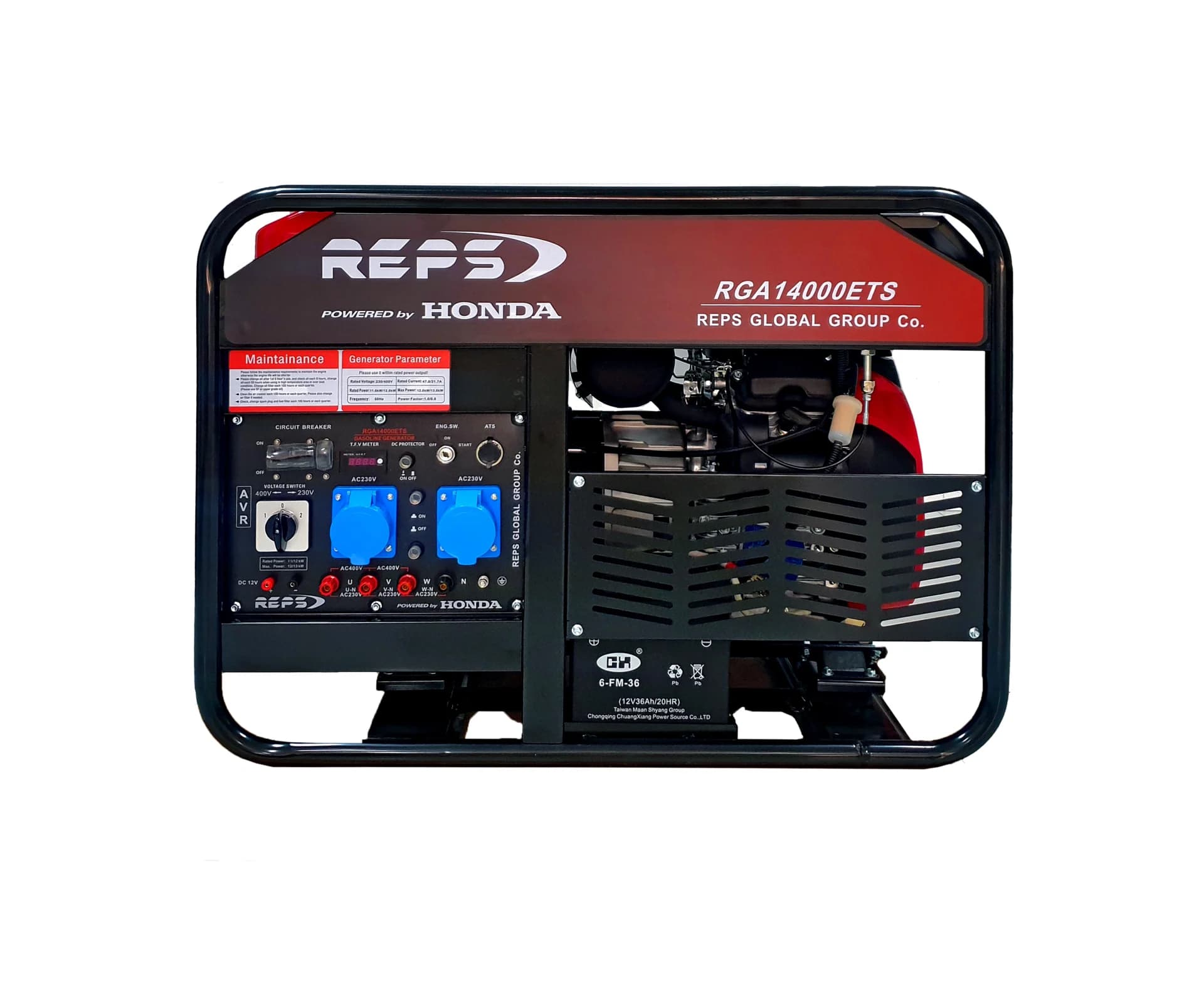 موتور برق 13 کیلووات تک فاز و سه فاز بنزینی هوندا رپس مدل RGA14000ETS با موتور GX690 — تصویر ۲
