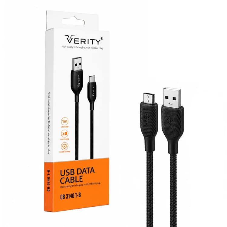 کابل دیتا و شارژ Type-C VERITY مدل 3148 مشکی — تصویر ۴