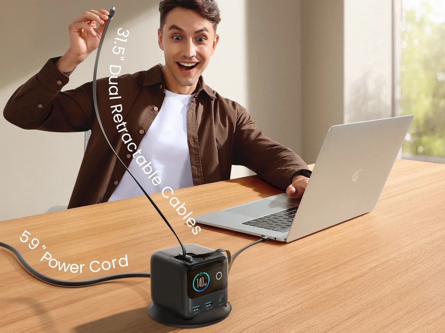 شارژر رومیزی هوشمند جویروم 140 وات مدل JOYROOM JR-TRD01 PODIX دارای نمایشگر — تصویر ۸