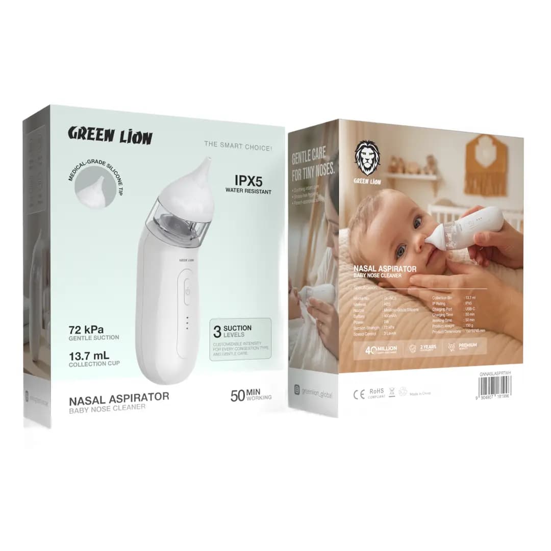 پوآر بینی برقی کودک گرین لاین مدل Green Lion Nasal Aspirator Baby Nose Cleaner — تصویر ۴