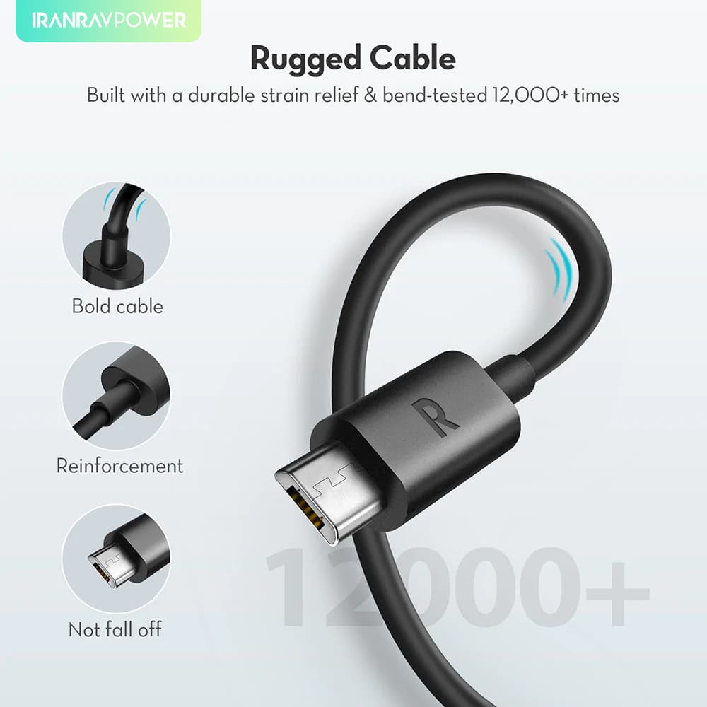 کابل میکرو USB راو پاور مدل RP-CB043 طول 1 متر — تصویر ۴