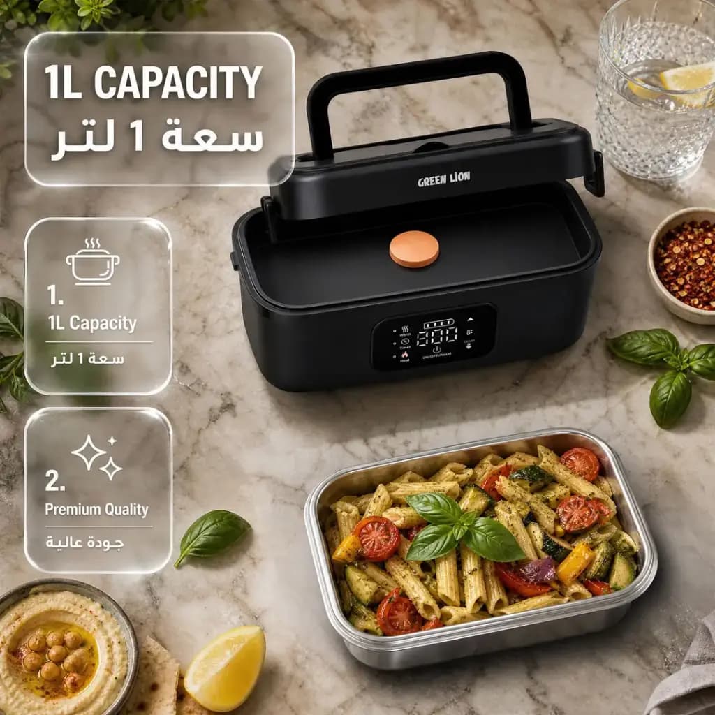 ظرف غذای برقی قابل حمل گرین لاین مدل Green Lion Portable Lunch Box GLB-30 — تصویر ۶