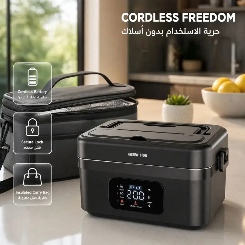 ظرف غذای برقی قابل حمل گرین لاین مدل Green Lion Portable Lunch Box GLB-30 — تصویر ۵