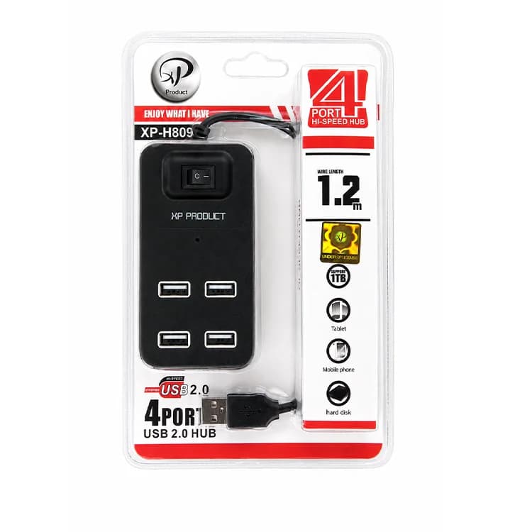 هاب 1.2 متری 4 پورت XP USB 2.0 مدل XP-H809 — تصویر ۳